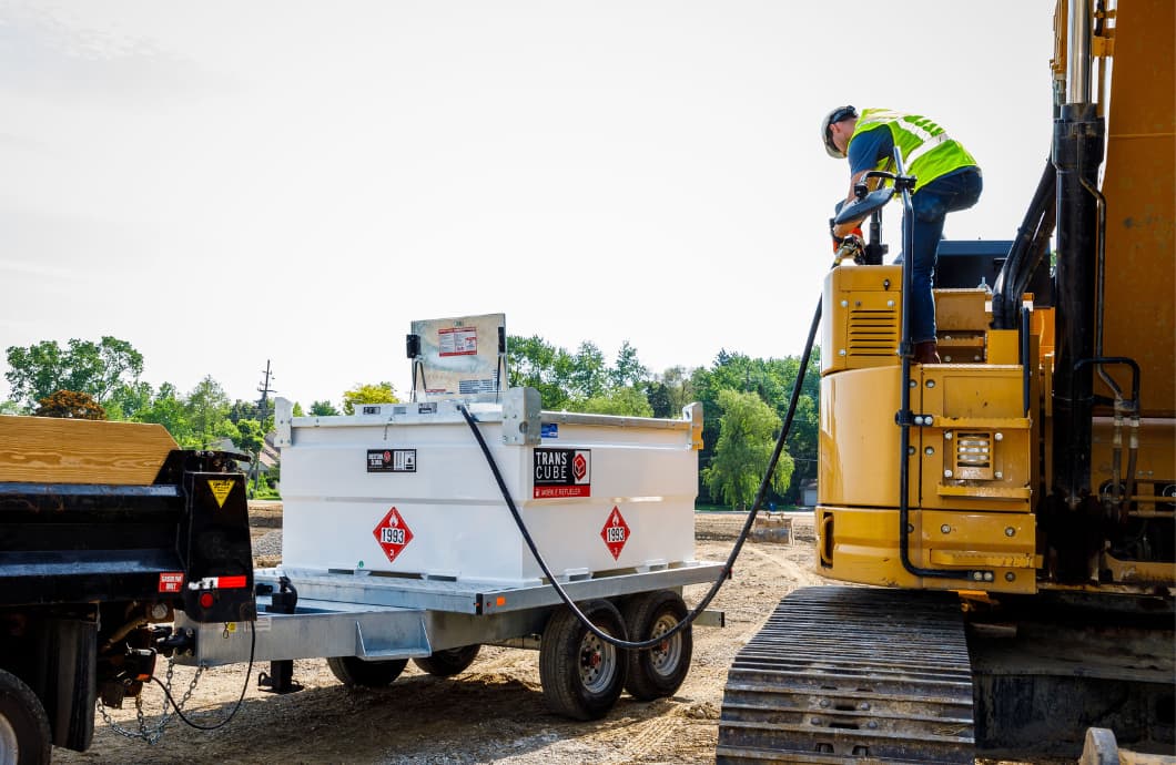 western global liquids trailer refilling excavator