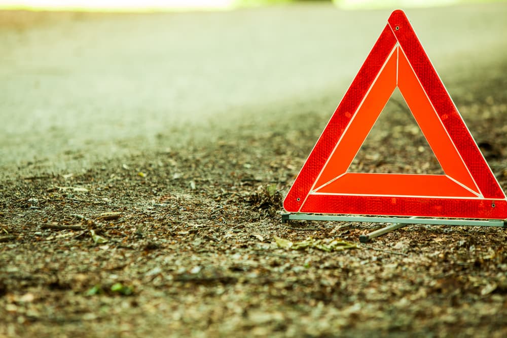 road hazard bidirectional triangles after a truck accident