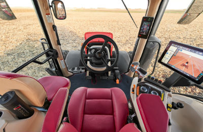 The cabs of the new AFS Connect Magnum series tractors from Case IH provide automotive-grade finishes and are streamlined to optimize operator visibility and control.