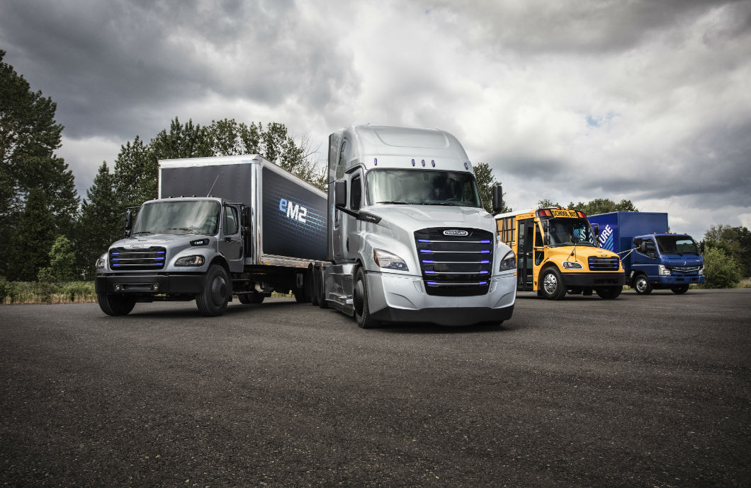 Daimler Trucks electric vehicle lineup on display