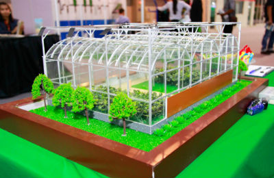 A greenhouse model shown at Agritechnica Asia trade show