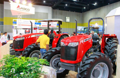 Tractors being shown at Agritechnica Asia trade show
